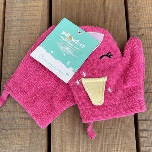 PillowFort Pink Unicorn Washcloth Bath Mitts
